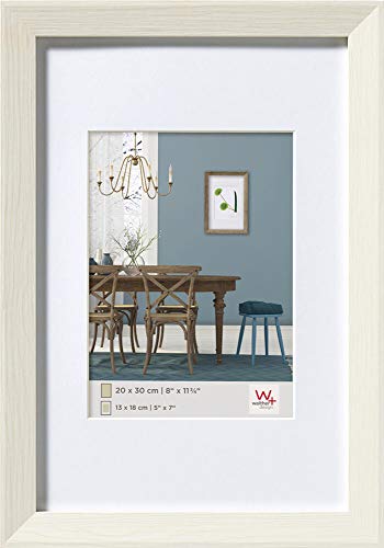 walther Design Picture Frame White 50 x 70 cm with PassepArtout, Fiorito Wooden Frame EF070W