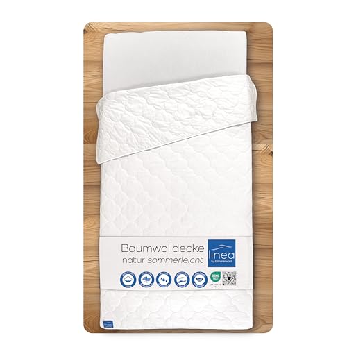LINEA by b??hmerwald nature cotton summer duvet, light, 155 x 220 cm, 100% cotton, suitable for allergy sufferers, washable up to 60 ??C, produced in Germany