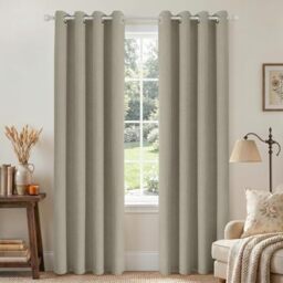 Joydeco Blackout Curtains 72 Inches Long 2 Panels Burg, Room Darkening Curtains for Bedroom, 100% Black Out Textured Thermal Drapes Privacy Protection 2 Panels Set(W42 x L72 Inch, Linen)