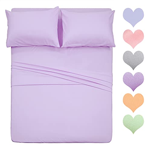 Best Season Full Size Sheet Set (Lavender Color) 4 Piece - 100% Cotton Sheets Set, Soft Cotton Bed Sheets Sets with Deep Pocket fit Upto 16 inch