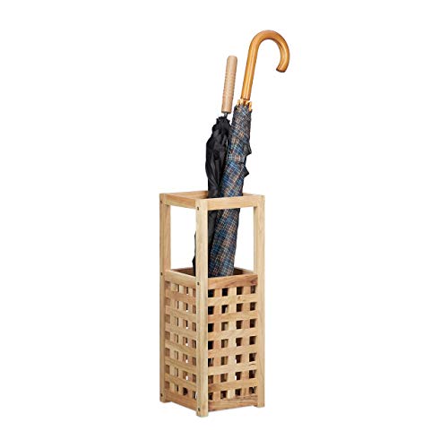 Relaxdays Walnut Umbrella Stand, Natural, Brown, 50 x 18 cm