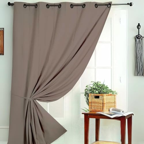 HomeMaison Opaque Fire Retardant Curtain M1 Polyester Taupe 140 x 260 cm