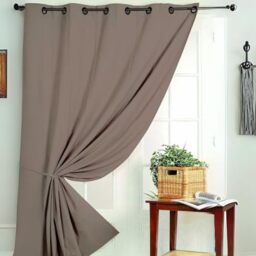 HomeMaison Opaque Fire Retardant Curtain M1 Polyester Taupe 140 x 260 cm