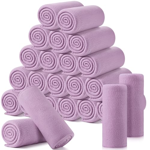Shimeyao 24 Packs Fleece Throw Blanket Soft Warm Lightweight Fleece Blanket Cozy Throw Bulk for Bed Couch Sofa Home Office Wedding Gifts Suitable for Seasons, 50 x 60 Inches(Purple)
