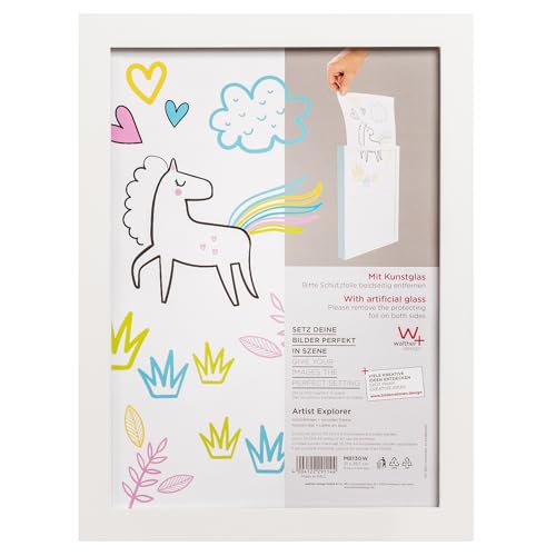 walther design Explorer MB130W Picture Frame, Wooden Frame with Acrylic Glass, 21 x 29.7 cm, DIN A4, White