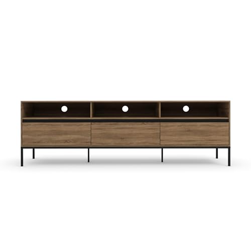 Dorel Home Bari Lowboard 3 Drawers in Oak/Black, 40x160x50cm (DxWxH)