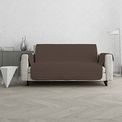 Italian Bed Linen TRENDY Double-sided Quilted Sofa Cover, 2 Seats, Brown/Cream