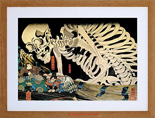 Wee Blue Coo Painting Mitsukini Defies Skeleton Utagawa Kuniyoshi Framed Wall Art Print