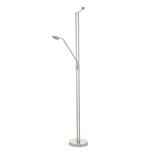 EGLO 93874, Baya LED, Floor Lamp, Steel, LED, 20W, White & Satin Nickel