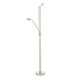 EGLO 93874, Baya LED, Floor Lamp, Steel, LED, 20W, White & Satin Nickel