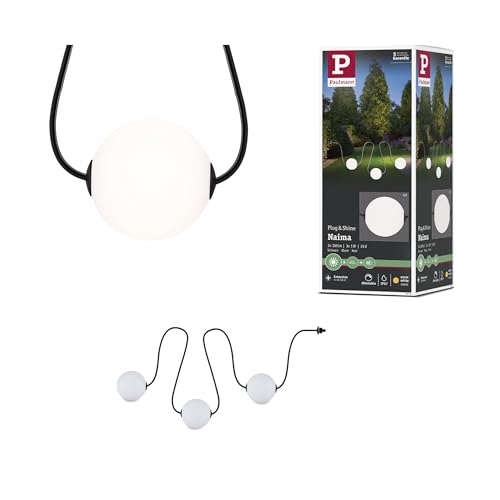 Paulmann 94912 Plug & Shine Naima LED Fairy Lights Extension Set IP67 3000K 3x1W 1.71m Black