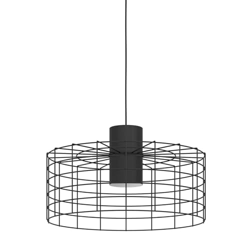Eglo Pendant Lighting Milligan, Industrial Ceiling Light Fitting Made of Black and White Metal, Hanging lamp for Dining and Living Room, E27 Socket, Ø 43 inches