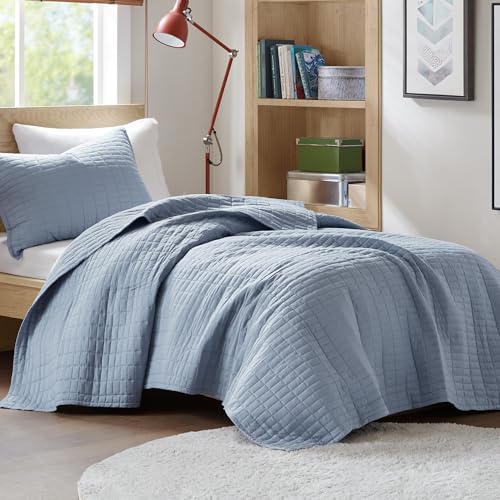 "Comfort Spaces All Season, Lightweight, Coverlet Bedspread Bedding, Matching Shams, Microfiber, Blue, Quilt Twin/Twin XL(66""x90"")"