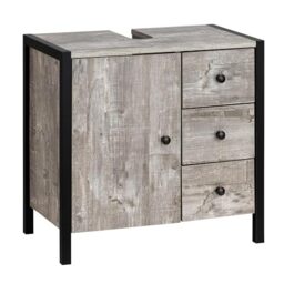 DHP Furniture Chris Bathroom Cabinet, Concrete Look Black, 60 x 35 x 55cm (WxDxH)