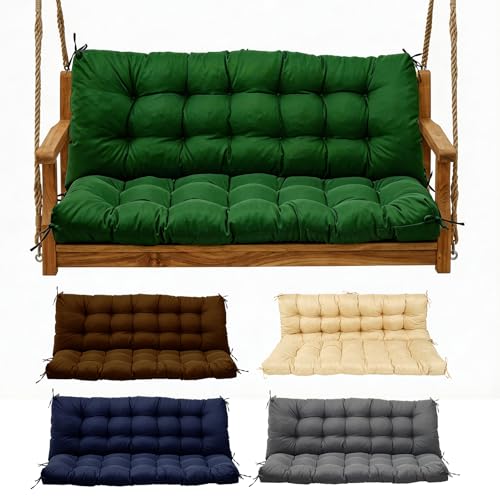 Yddsky Porch Swing Cushions,Waterproof Bench Cushion for Outdoor Furniture,2-3 Seater Replacement Thickened Swing Cushion with Ties,Patio,Outdoor,Backyard and Garden???60x40,Dark Green