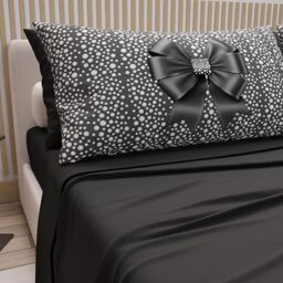 PETTI Artigiani Italiani - Cotton Sheets with Pillowcases in Digital Print, Double Maxi, Complete Top and Bottom Sheet with Corners, Black, 100% Made in Italy
