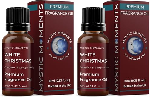Mystic Moments - White Christmas Fragrance Oil - 10ml - Perfect for Soaps, Candles, Bath Bombs, Oil Burners, Diffusers and Skin & Hair Care Items (Pack of 2)