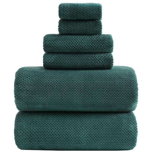 YTYC 39x78 Inch Oversized Bath Sheets Extra Large Bath Towels Set of 6 Super Soft Luxury Microfiber Shower Towels for Bathroom 80% Polyester(Teal,6 Piece)