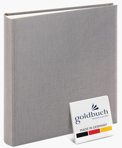 Goldbuch Summertime Trend 2 24606 Photo Album with 60 White Pages with Pargamine Dividers, Memory Album with Linen Cover, Photo Album for Gluing, Grey, 25 x 25 x 4 cm
