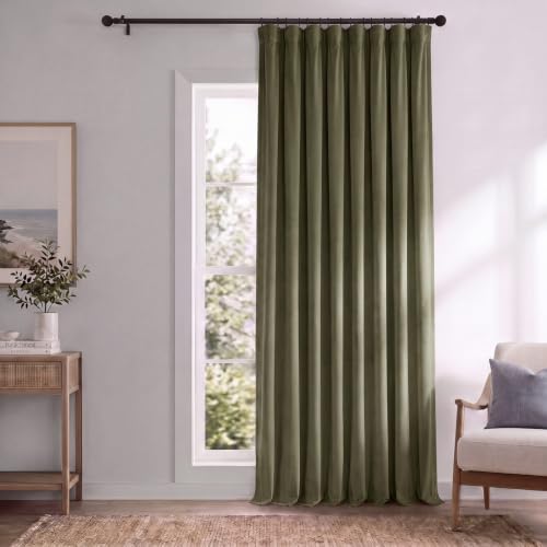 HPD Half Price Drapes Signature Velvet Thermal Blackout Curtains for Living Room 84 Inch Long (1 Panel) Rod Pocket Insulated Blackout Curtains for Bedroom Window Curtains, 100W x 84L, Hunter Green