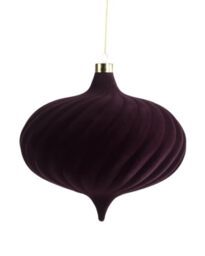Purple Spiral Velvet Christmas Bauble 20 cm, Extra Large Tree Ornament