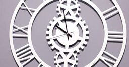 Homemania Clock – Storage, Books – Wall, Living Room, Bedroom – Set 2 White Metal, 50 x 0.15 x 50 cm, 50 X 0.15 X 50cm