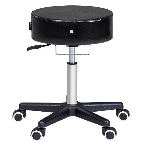 Master Massage Glider Ergonomic Round Swivel Stool Adjustable Rolling Hydraulic Stool Barber Dental Chair Home Office Stool, Black