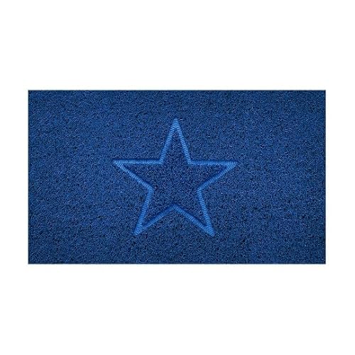 Nicoman Embossed Spaghetti Door Mat Dirt-Trapper Jet-Washable Doormat 70x43cm (Blue, STAR Shape) - Use on Carpet ONLY