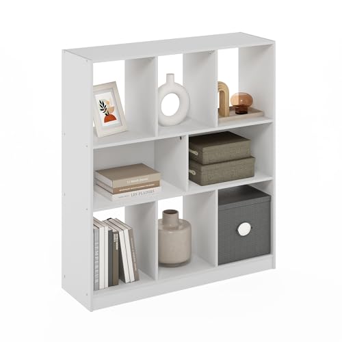 Furinno DALY 8-Cube Horizontal Bookcase, Bookshelf, Storage Organizer, 90 cm Width, White