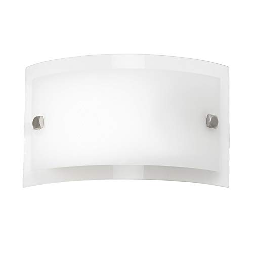 MOX Frosted Glass & Chrome Curved E14 LED Compatible Switched Wall Light 200mm