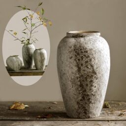 Denique Rustic Ceramic Flower Vase, Terracotta Tall Floor Vase for Farmhouse Decor, Large Centerpiece Vases for Living Room, Entryway, Table, B-30cm