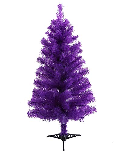 Kukishop Artificial Christmas Tree Xmas Tree with PVC Base 3 Feet (Purple)
