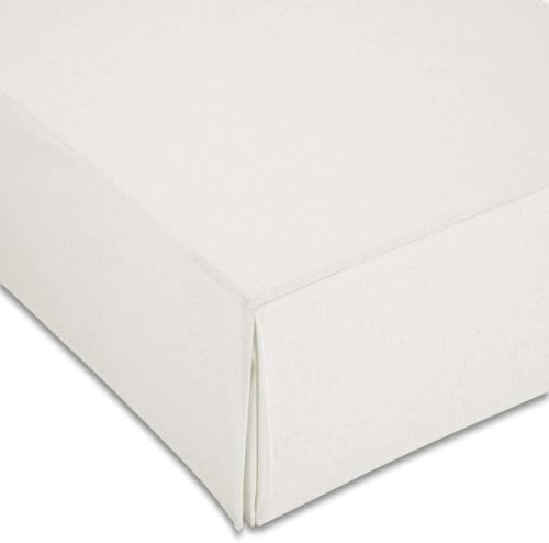 Estoralis Loneta Modern Slatted Frame Smooth Canvas Fabric Bed Protector Ecru for 150 cm Bed (150 x 200 cm Width x Height) 30 cm High Valance