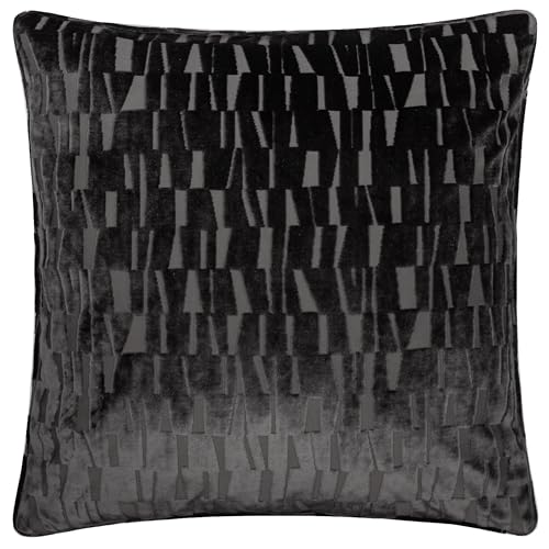 Paoletti Manhattan Cushion Cover – Elegant Geometric Textured Velvet Decorative Case (Charcoal - 50x50cm)