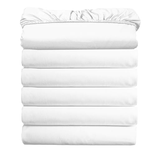 (6-Pack) Luxury Fitted Sheets! Premium Hotel Quality Elegant Comfort Wrinkle-Free 1500 Premier Hotel Quality 6-Pack Fitted Sheet with Storage Pockets on Sides, Full Size, White