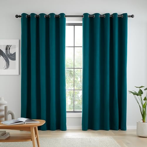 Catherine Lansfield Wilson Blackout Thermal 229x229cm Curtains Two Panels Green
