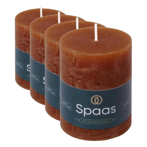 Spaas Rustic Pillar Candle 70/95 mm 35h, Bordeaux (Pack of 4)