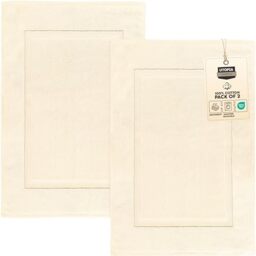 Utopia Towels Cotton Banded Bath Mats, Ivory, [Not a Bathroom Rug] 21 x 34 Inches, 100% Ring Spun Cotton - Highly Absorbent and Machine Washable Shower Bathroom Floor Towel (Pack of 2) (UT1044)