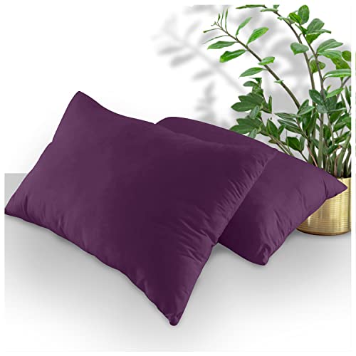 Ulta Soft Plain Pillow Case 2 Pack, Breathable Washable Bedding Pillow Set, Plain Dyed Housewife Pillowcases, Berry, 74X48 Cm