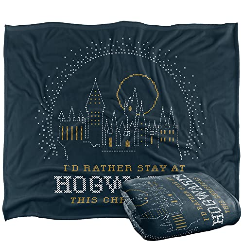 HARRY POTTER and The Deathly Hallows Part 2 Blanket, 152 x 127 cm I'd Rather Stay at Hogwarts Silky Touch Super Soft Throw Blanket