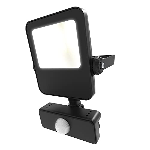 4lite Motion Sensor Floodlight (Black) 2400lm IP65 Rated Compact LED Integrated 10W Flood Light - 4L2/1028-4Yr Guarantee