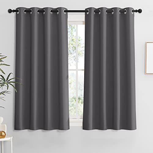 RYB HOME Grey Blackout Curtains for Living Room, Room Darkening Privcay Window Treatment for Bedroom Closet Basement, W46 x L54 inches, Set of 2 Panels