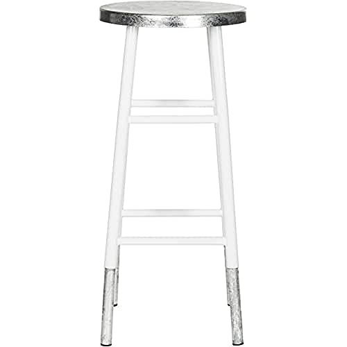 SAFAVIEH Modern Bar & Counter Stool, in White and Silver