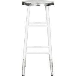 SAFAVIEH Modern Bar & Counter Stool, in White and Silver