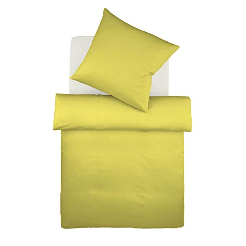 Fleuresse Duvet Cover Set, Satin, Green (Olive), Special Sizes