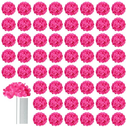AVIVIHO 65pcs Fake Flowers Hydrangea Artificial Flowers Bulk Fluffy Fake Hydrangeas Silk Flowers with Stems for Home Weddings,Centerpieces,Party Arch Backdrop Decor Spring Florals Decorations