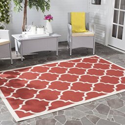 Safavieh Trellis Indoor/Outdoor Woven Rectangle Area Rug, Courtyard Collection, CY6914, in Red / Bone, 160 X 231 cm for Garden, Patio or Any Outdoor Space