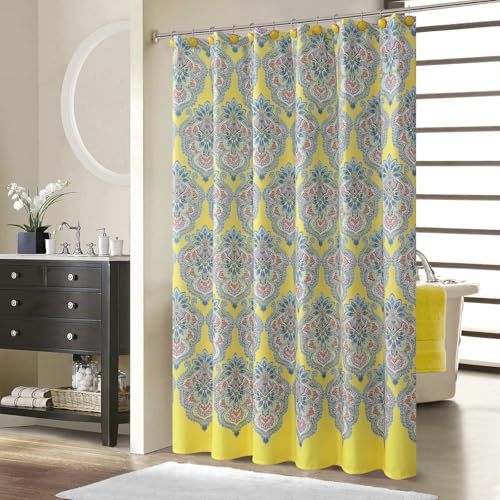BESTRIPES Rio Carnival Shower Curtain, Water Repellent Fabric with Vibrant Brazilian Medallion Print, 12 Metal Grommets & Weighted Hem, 72x72 Inches