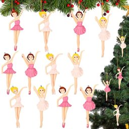 Gerrii Ballet Dancer Christmas Tree Ornaments (12 Pcs) - Resin, Elegant & Cute, Purple & White - Christmas & Birthday