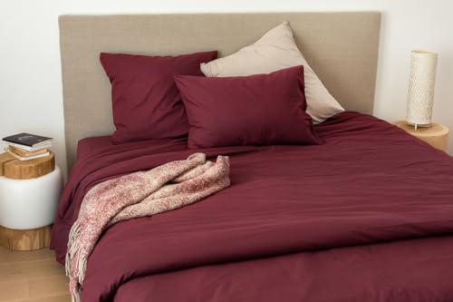 Cap Ferret Washed Cotton Fitted Sheet, 160 x 200 cm, Griotte